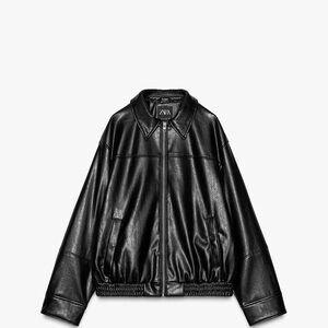 Zara Shiny Black Leather-Style Jacket